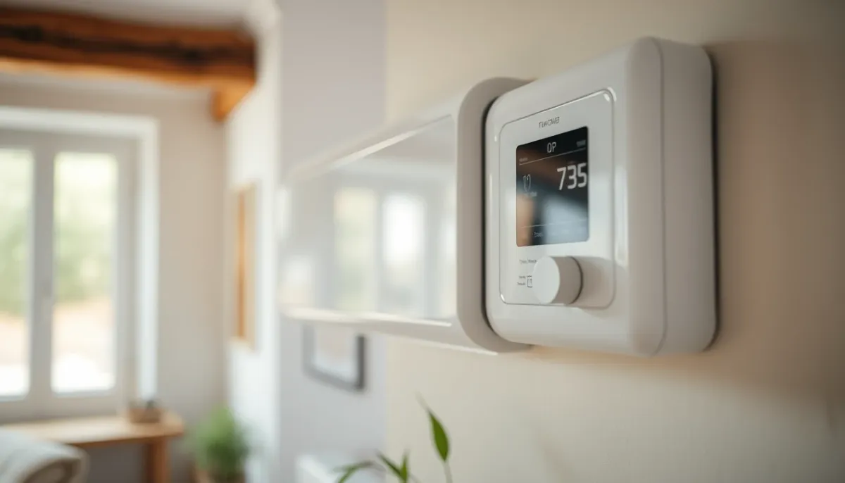 Réglage du thermostat mural d'une pompe à chaleur dans une maison ancienne rénovée