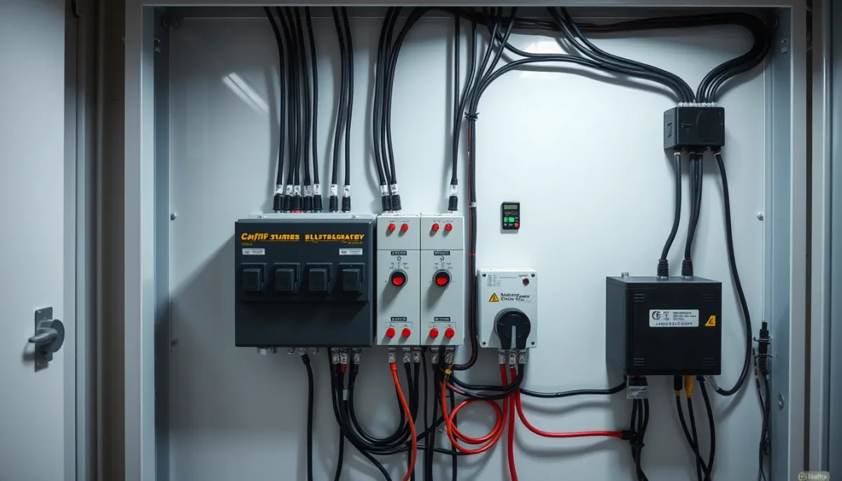 Tableau électrique moderne connecté à une batterie solaire domestique