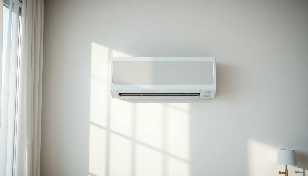 Unité intérieure murale d'une pompe à chaleur air/air dans une chambre