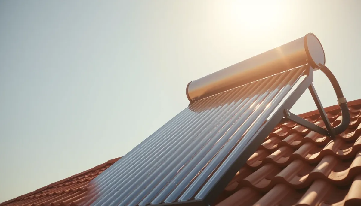 Capteurs solaires thermiques installés sur un toit orienté plein sud