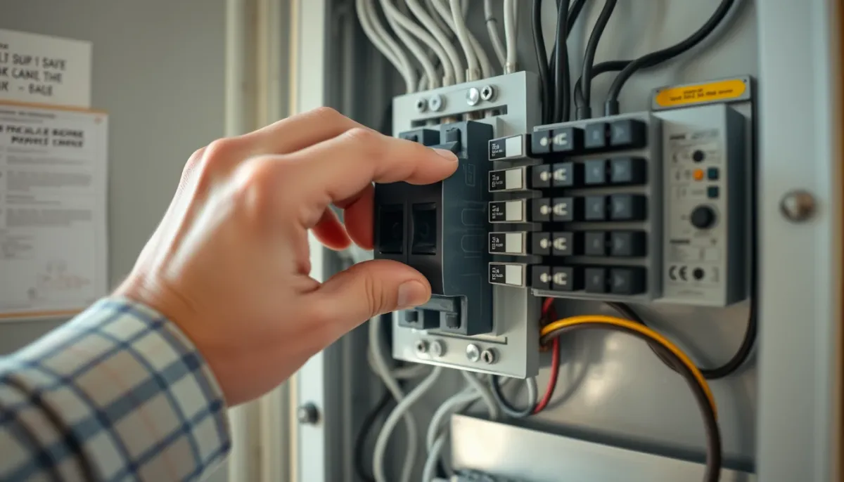 Vérification du disjoncteur AC dans un tableau électrique