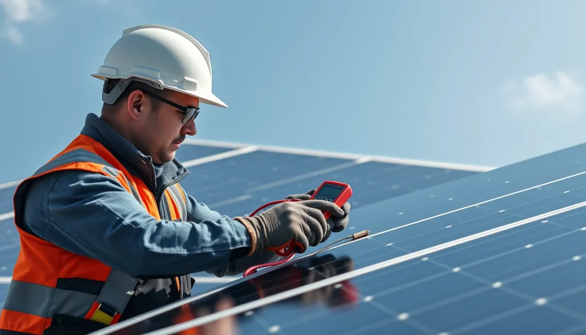 Technicien qualifié intervenant sur une installation solaire