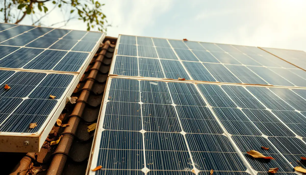 Panneaux solaires anciens présentant des signes d'usure