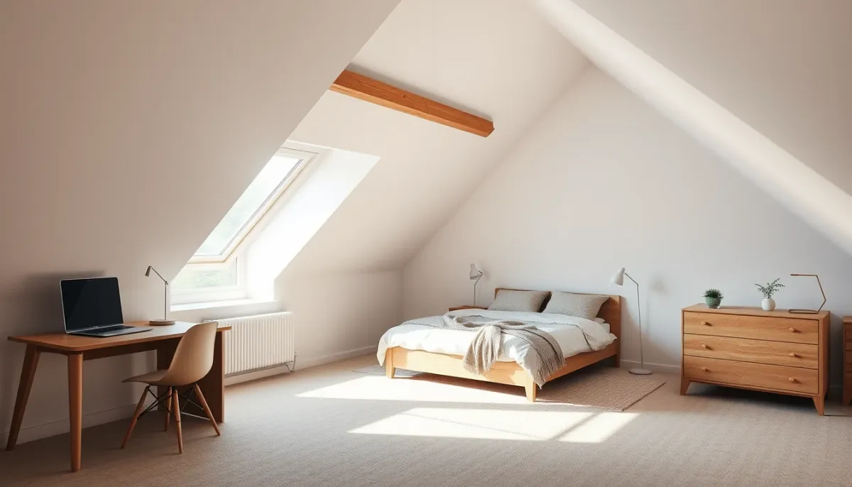 Chambre sous pente aménagée et isolée, confortable et lumineuse