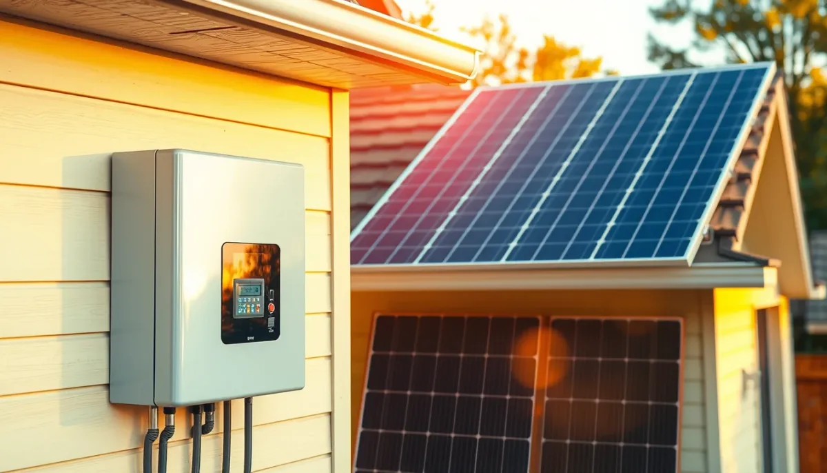 Installation photovoltaïque résidentielle avec onduleur et tableau électrique