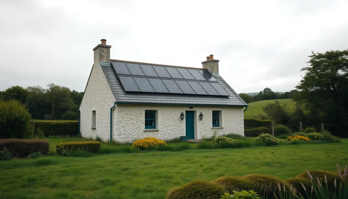 Maison bretonne équipée de panneaux solaires et d'une batterie lithium