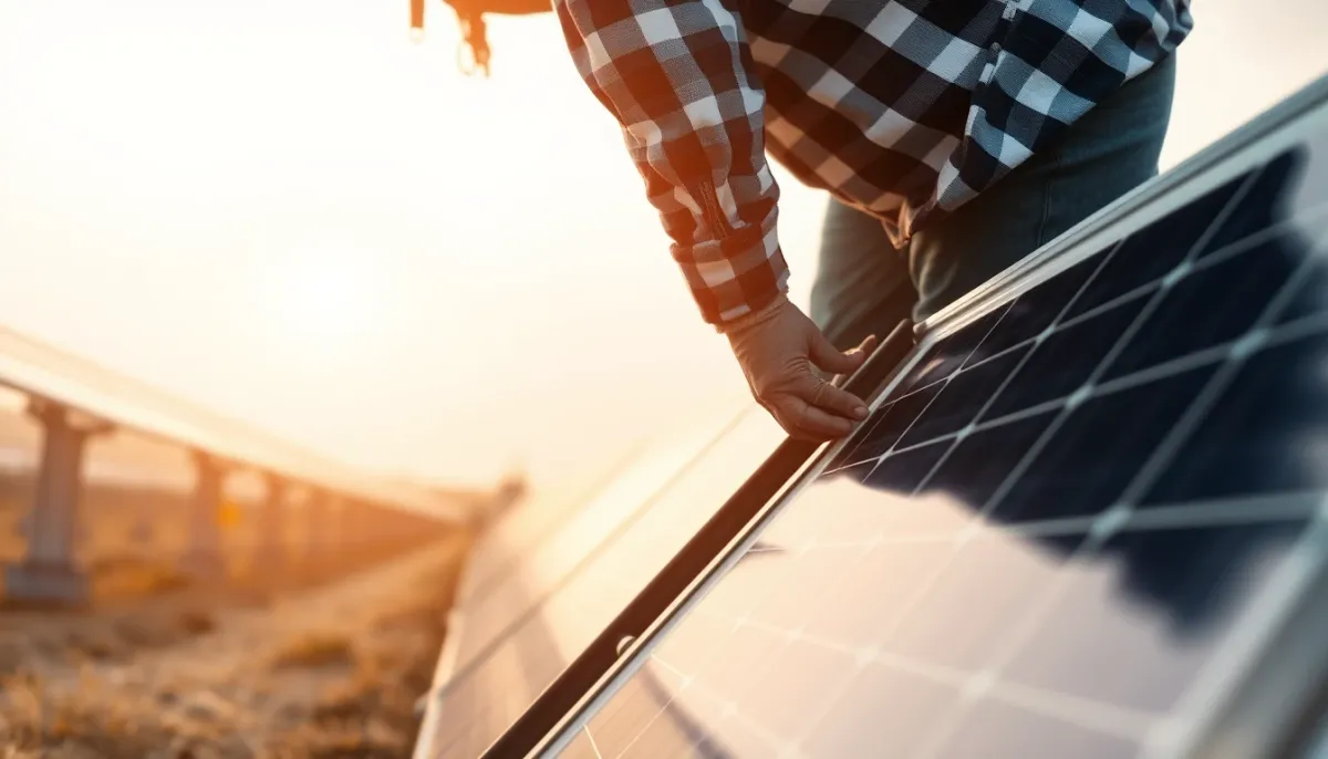 Inspection visuelle de panneaux solaires depuis le sol avec une perche télescopique