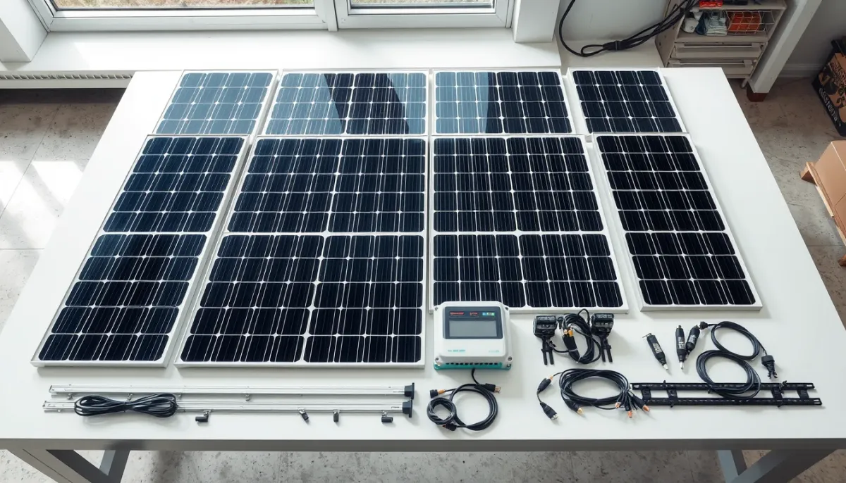 Composants d'un kit solaire autoconsommation 3000 W : panneaux, micro-onduleurs et fixations