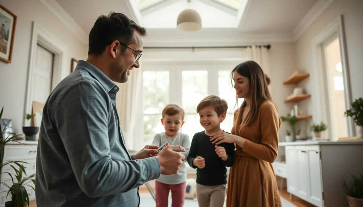 Famille dans une maison bien ventilée grâce à une VMC double flux, illustrant à qui convient ce système