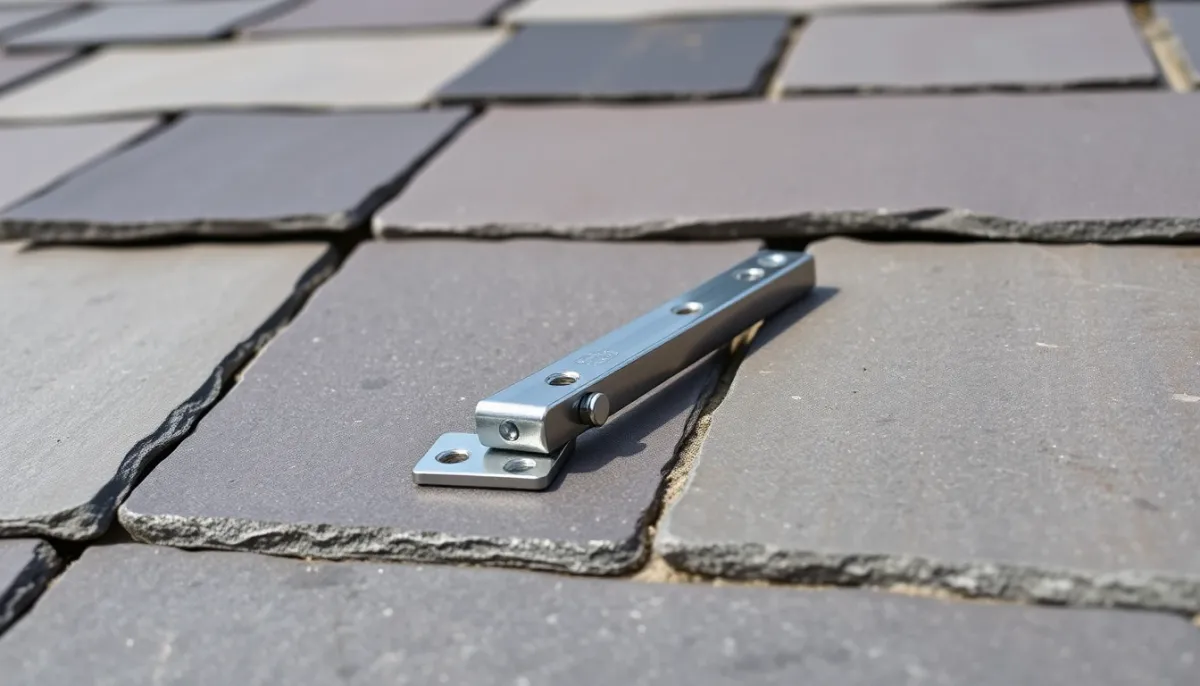 Crochets inox à patte glissée pour fixation de panneaux solaires sur ardoise